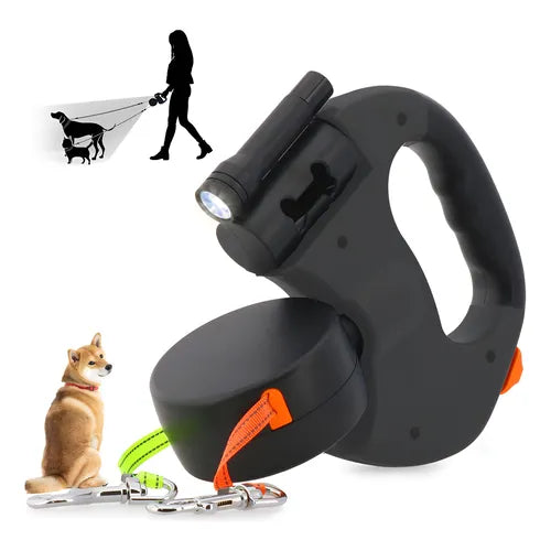 Correa Retractil Perros Doble Linterna
